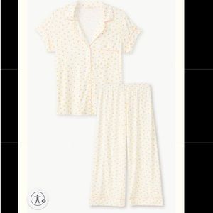 Eberjey NWT Gisele Printed Short Sleeve Cropped PJ Set in limited edition Mango